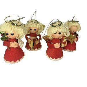 Vintage Blonde Choir Angels Christmas Ornament Decoration Flocked Foam Taiwan